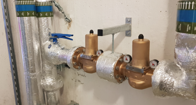 New pipework & vales to cold water riser.
