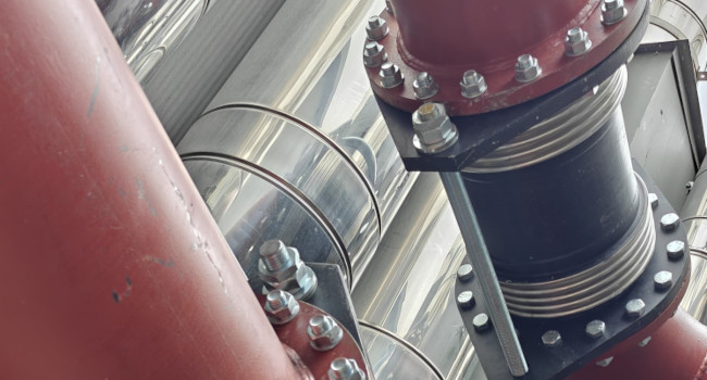 New flexible bellows in new LTHW pipework.